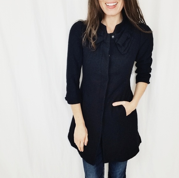 Anthropologie Jackets & Blazers - Anthropologie Elevenses black long wool coat -D4